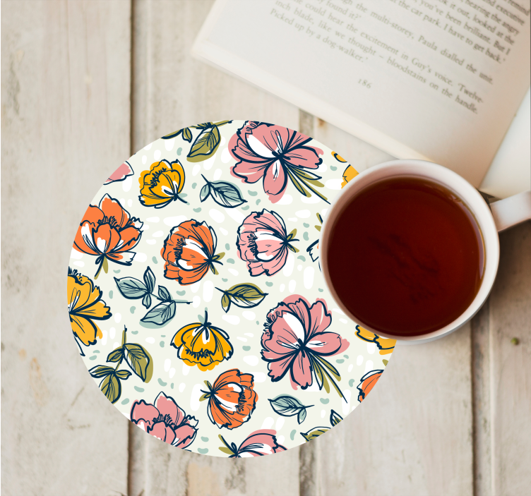 Modern coasters with botanical print design - TenStickers