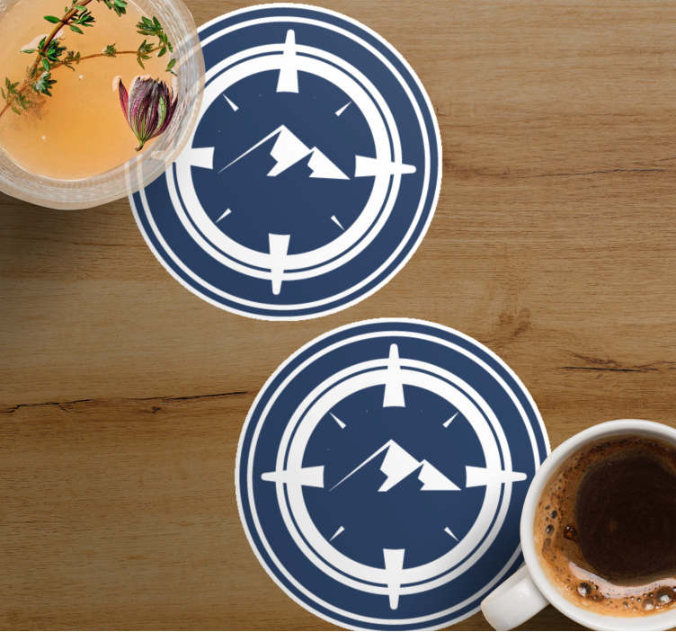 Modern coasters with compass and mountain design - TenStickers