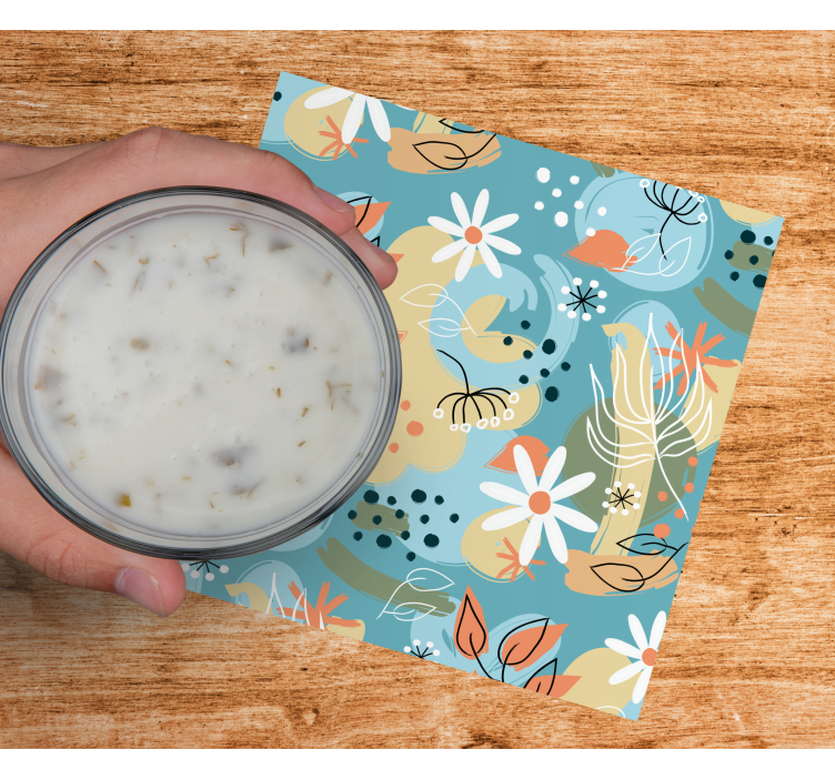 Modern coasters with floral motif background - TenStickers
