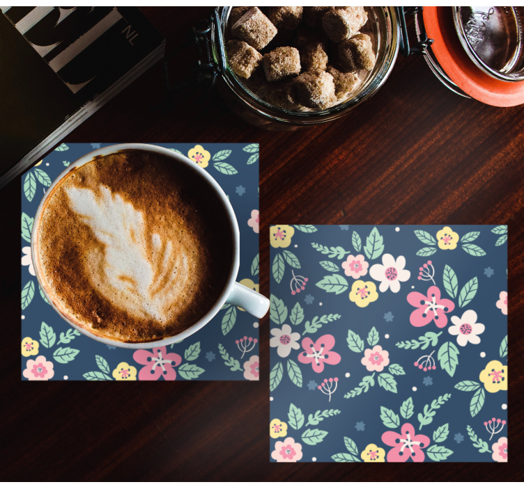 Modern coasters with floral pattern design - TenStickers