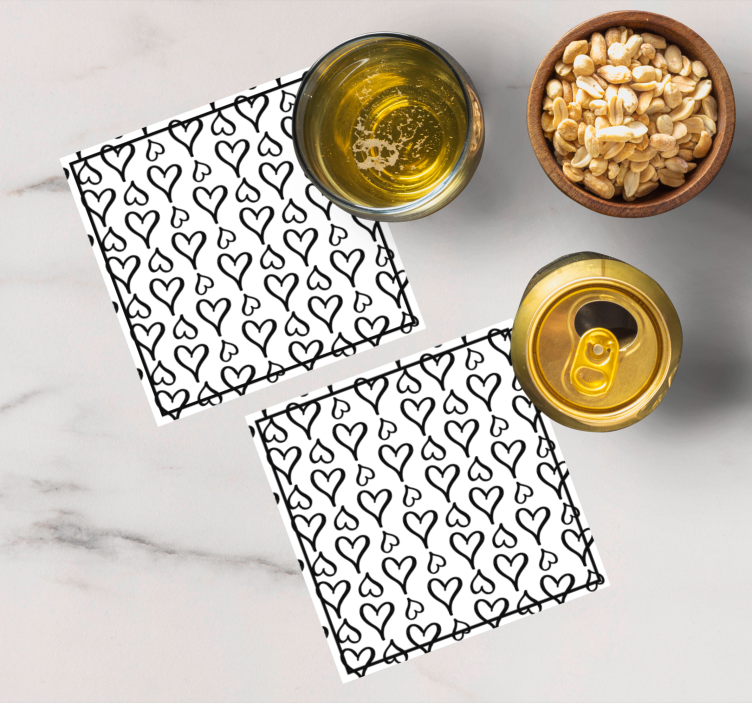 Modern coasters with heart pattern design - TenStickers