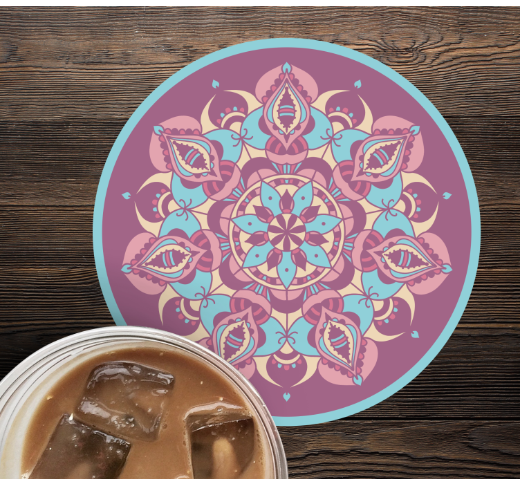 Modern coasters with intricate floral mandala design - TenStickers