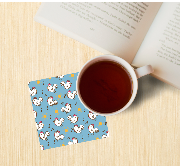 Modern coasters with joyful chickens and sun - TenStickers