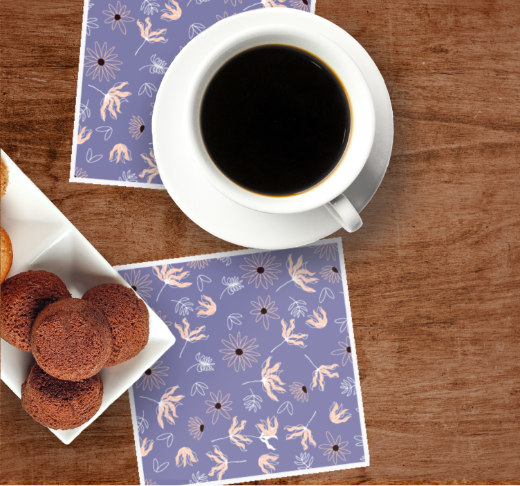 Orange and purple abstract flower coaster - TenStickers