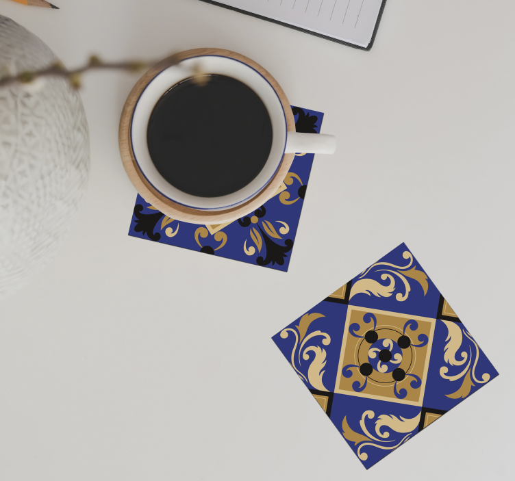 Ornamental tile coasters blue - TenStickers