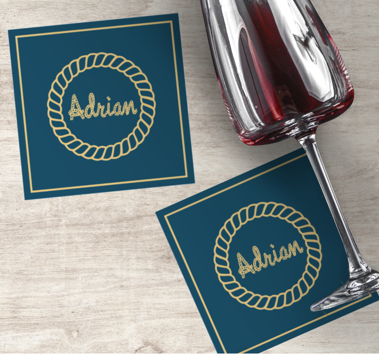 Personalisable coasters rope circle monogram - TenStickers