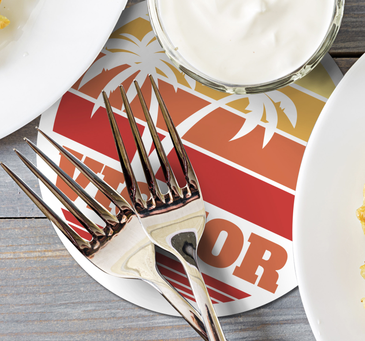 Personalisable coasters tropical sunset with palm trees - TenStickers