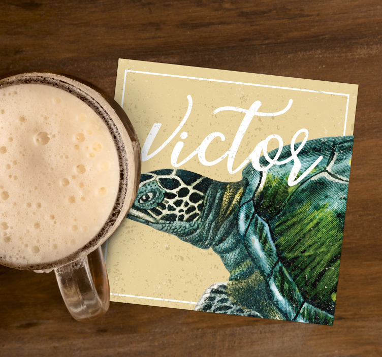 Personalisable coasters turtle illustration with name - TenStickers