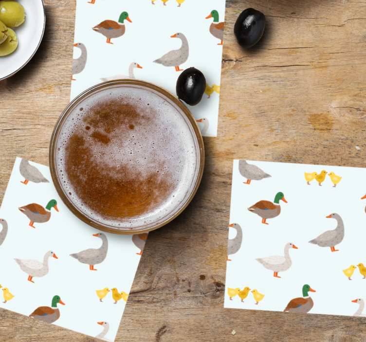 Personalisable coasters with playful duck designs - TenStickers