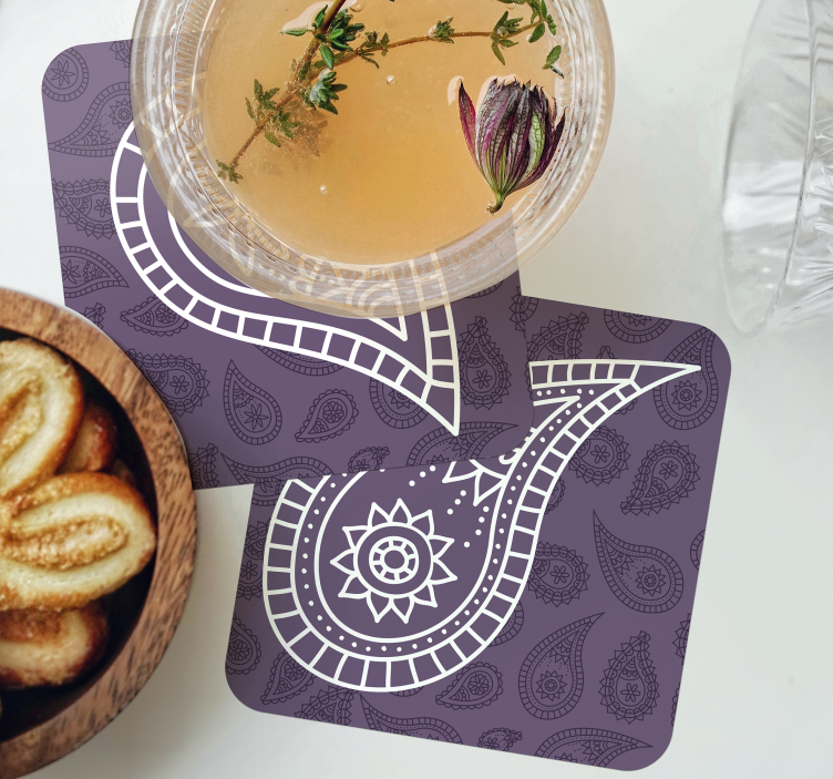 Retro paisley drink coaster - TenStickers