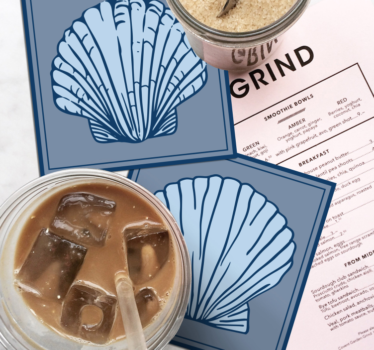 Seashell Blue Tones shell coaster - TenStickers