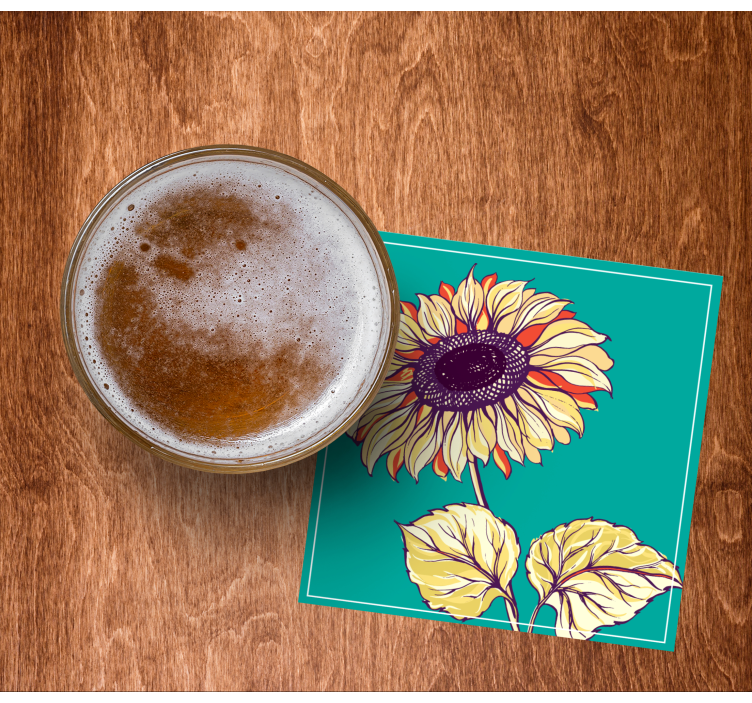 Sunflower illustration modern coaster - TenStickers