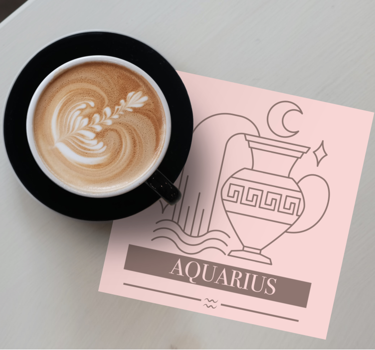 Text coasters aquarius zodiac symbol - TenStickers