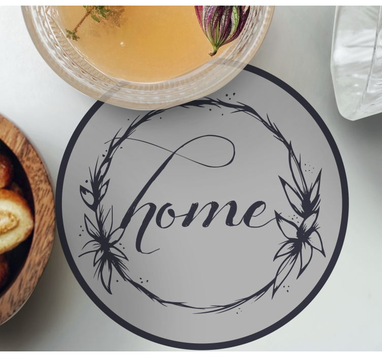 Text coasters elegant floral home circle - TenStickers