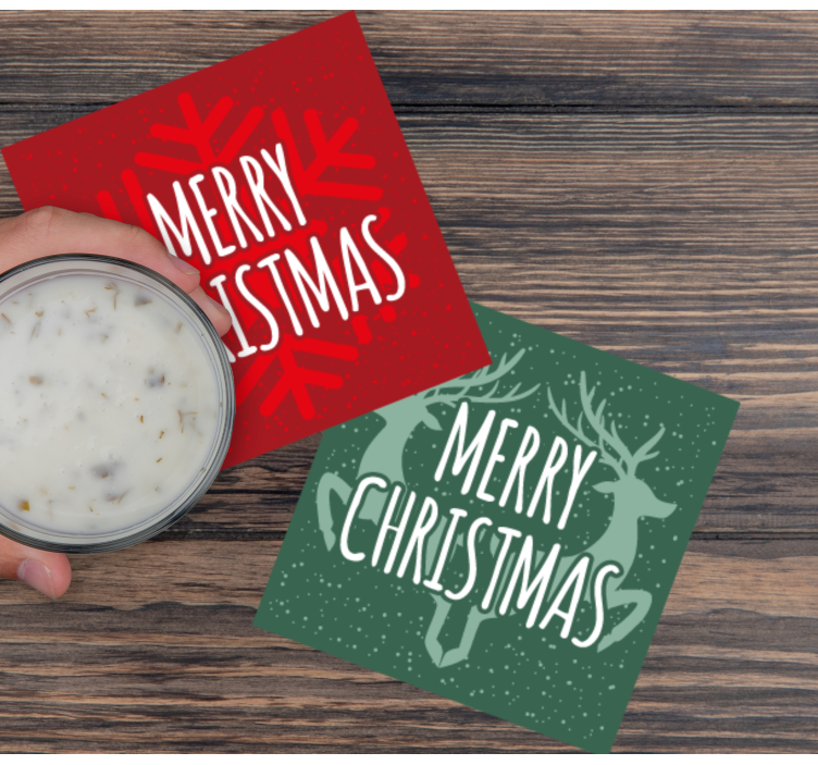 text red and green christmas coaster - TenStickers