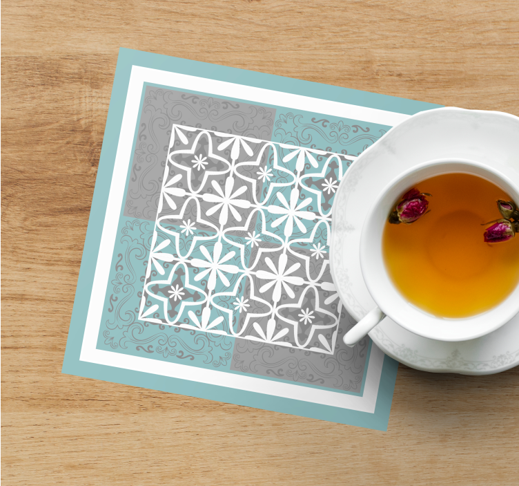 Tile coasters detailed botanical emblem design - TenStickers