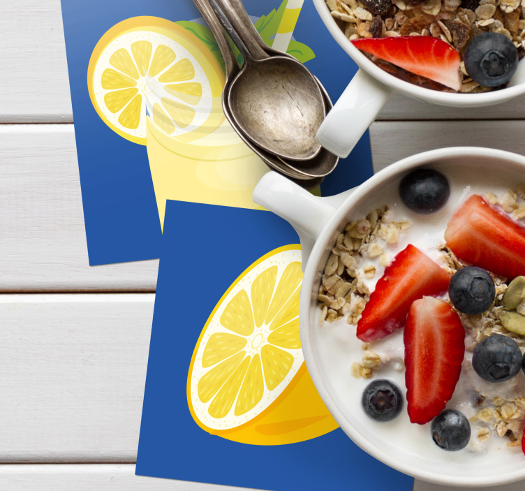 Tile coasters refreshing lemon drink - TenStickers