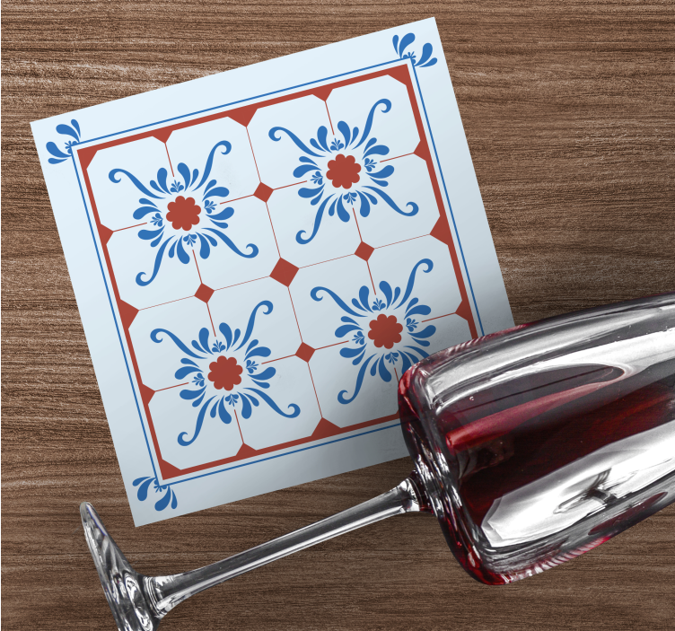 Tile coasters with decorative floral design - TenStickers