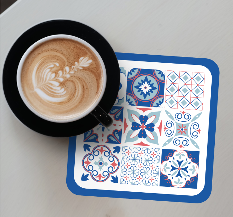 Tile coasters with geometric pattern designs - TenStickers