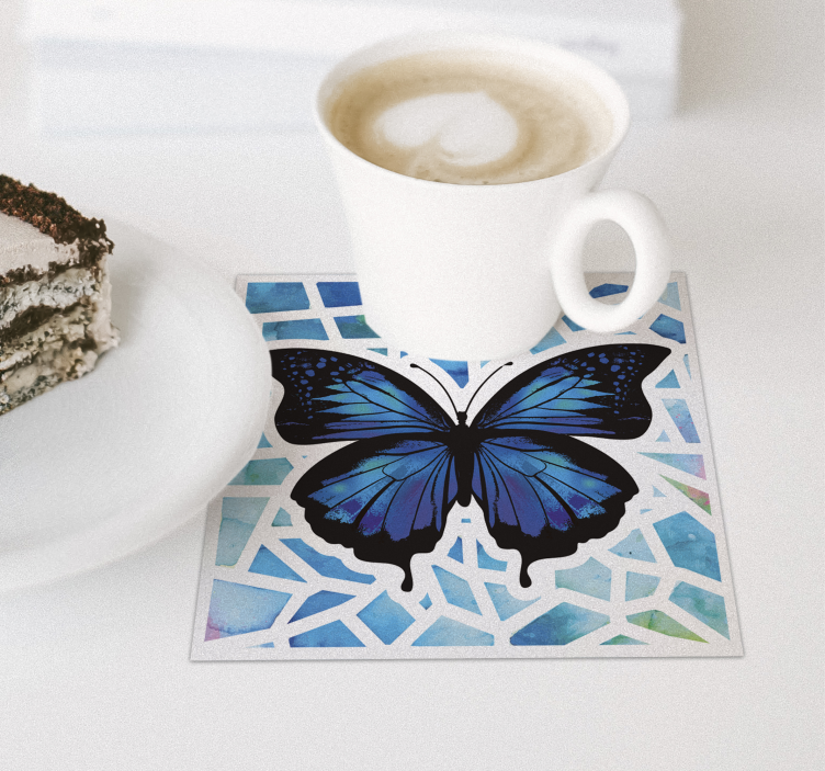 Trendy pattern mosaic butterfly coaster - TenStickers