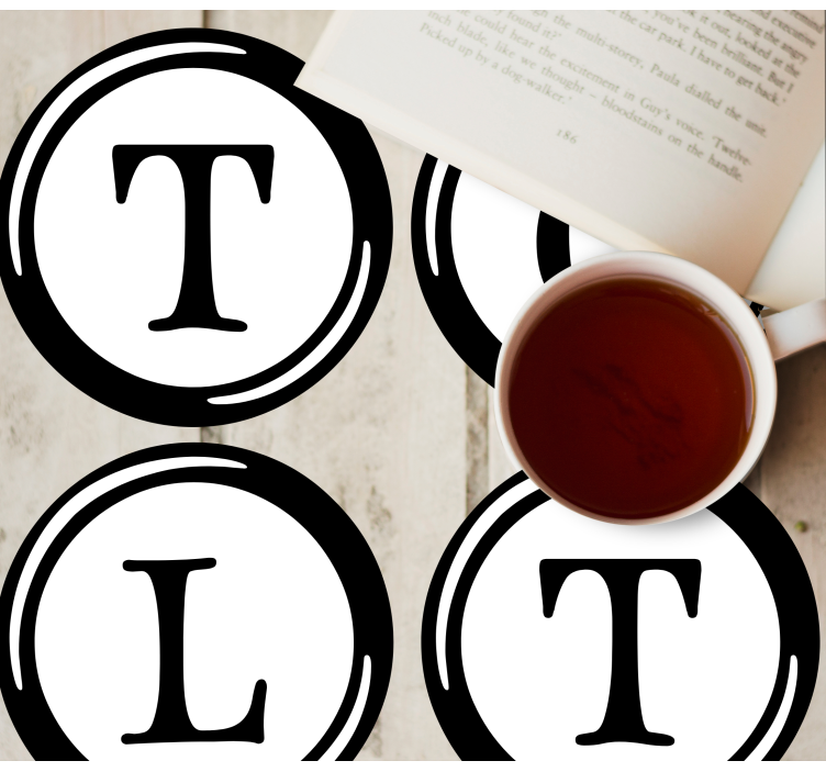 Typewriter letters personalised coasters - TenStickers