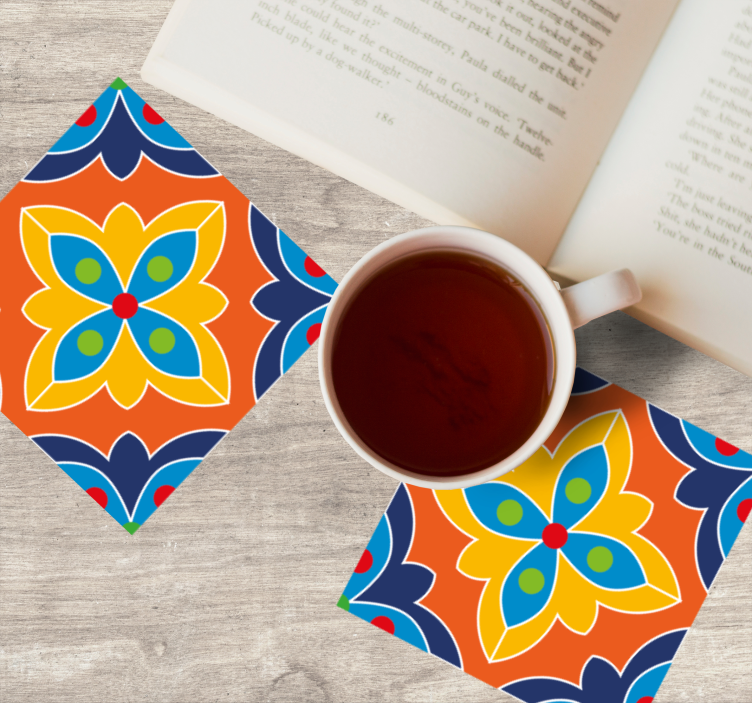 Vibrant floral illustration coasters - TenStickers