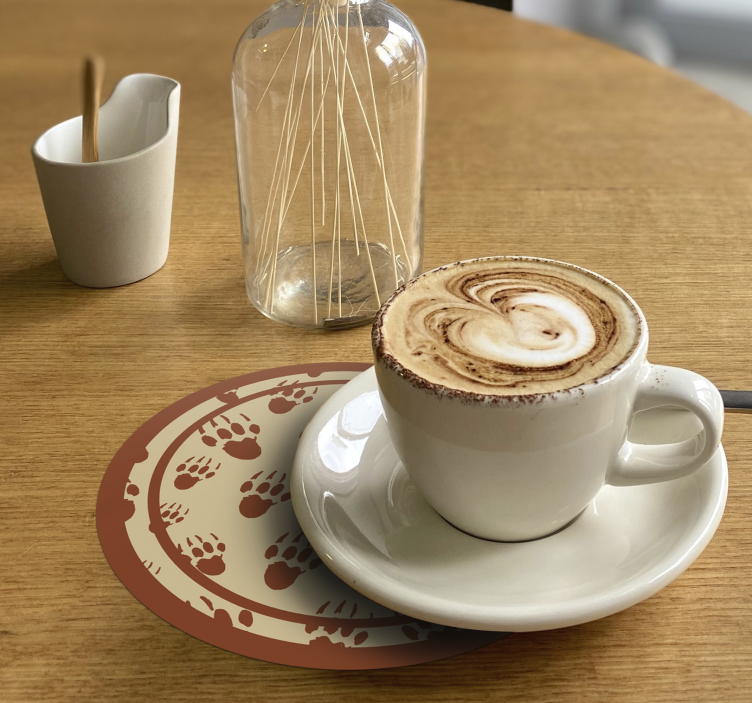 Vintage coasters brown paw print circle - TenStickers