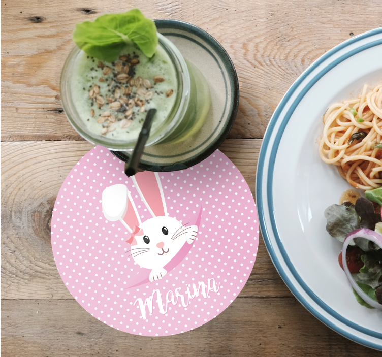 Vintage coasters bunny character with bow - TenStickers