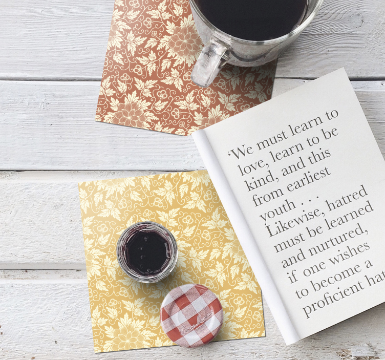Vintage coasters floral patterned square tiles - TenStickers