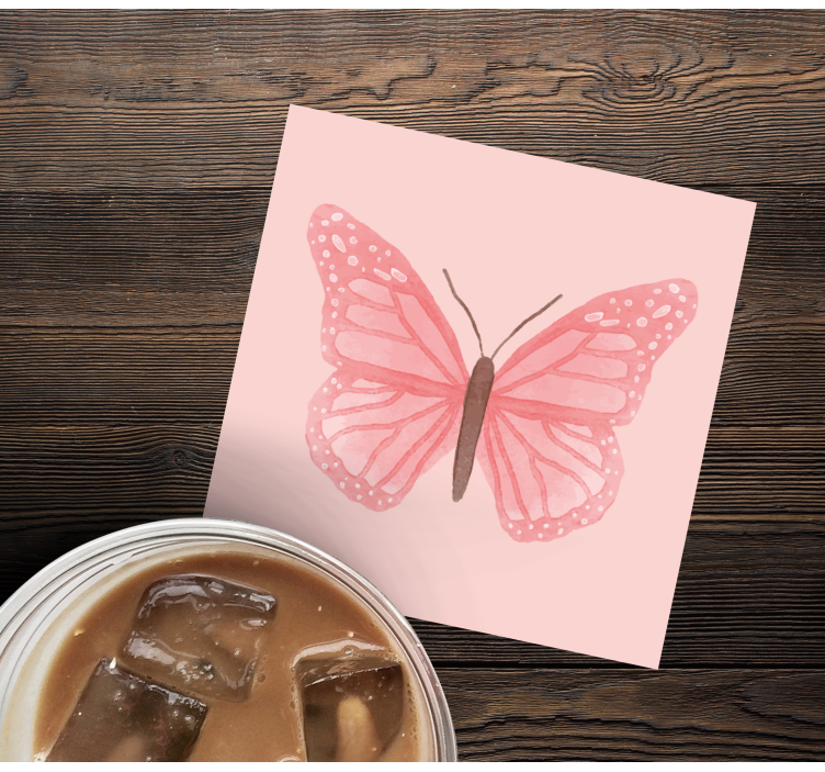 Vintage coasters pink butterfly illustration - TenStickers