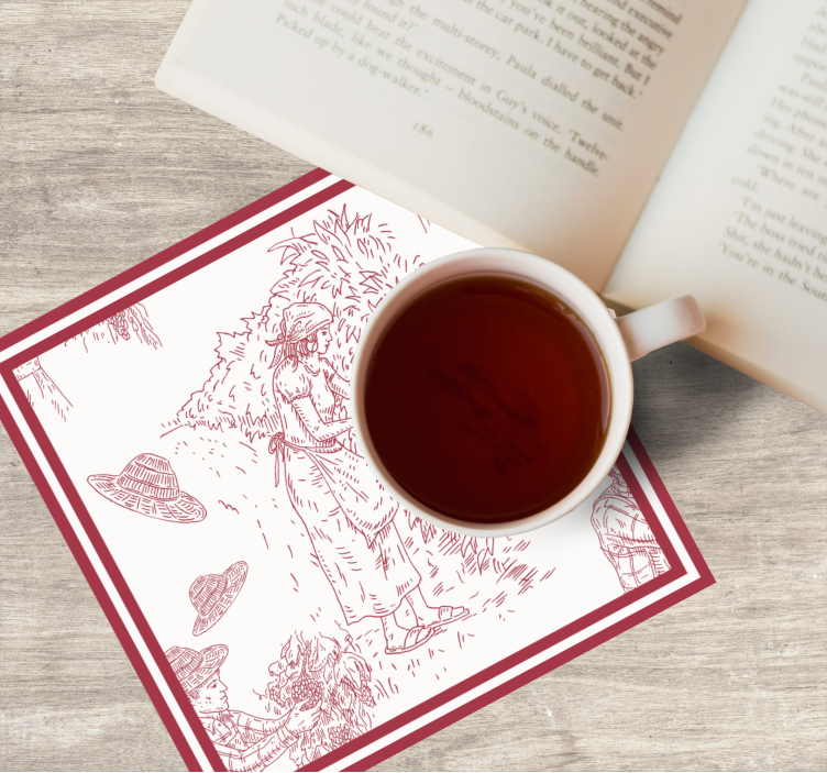 Vintage coasters rustic scene illustration - TenStickers