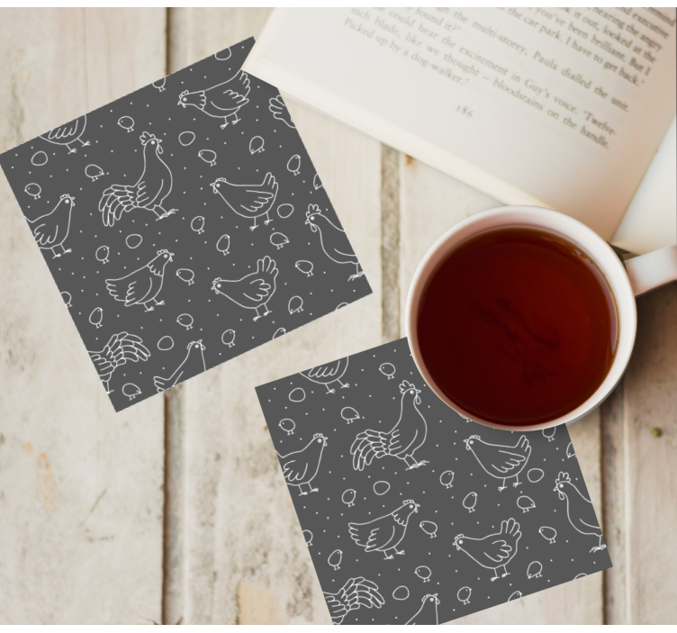 Vintage coasters with hen and chick designs - TenStickers