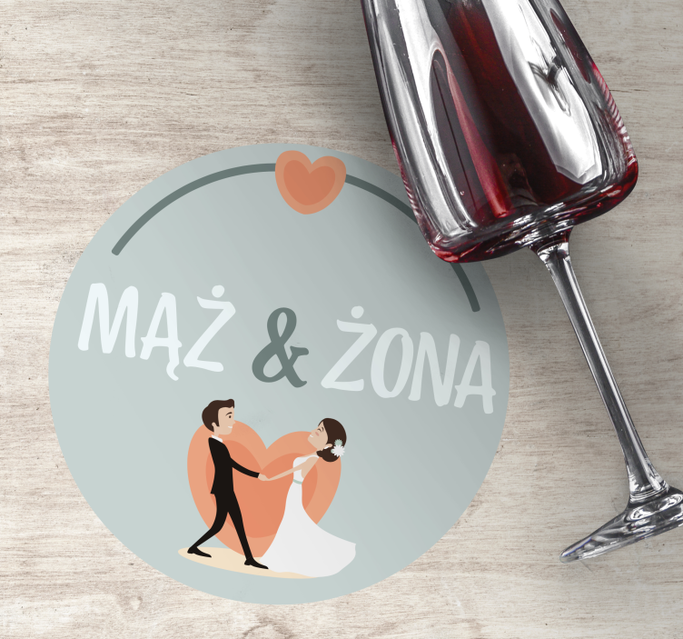 Wedding coasters bride groom couple heart design - TenStickers