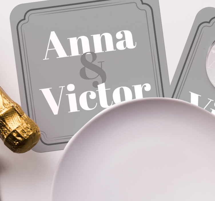 Wedding coasters customized couple initials - TenStickers