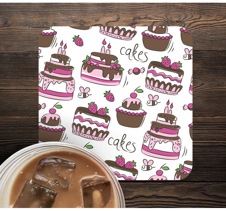 Wedding coasters whimsical dessert artwork - TenStickers