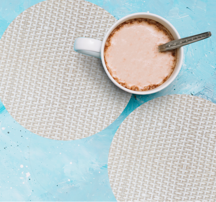 White rattan effect texture coaster - TenStickers