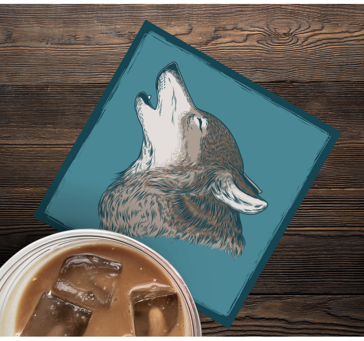 Wild wolf illustration modern coaster - TenStickers