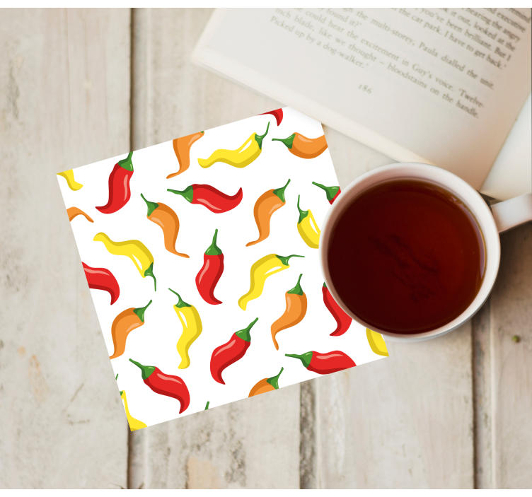 Yellow and orange pepper design modern coaster - TenStickers