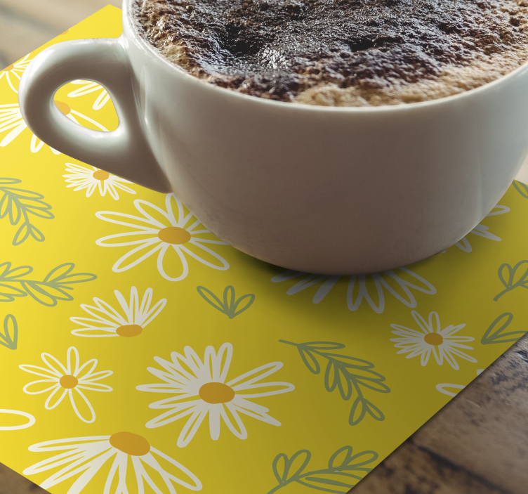 Yellow daisies flower pattern  modern coaster - TenStickers