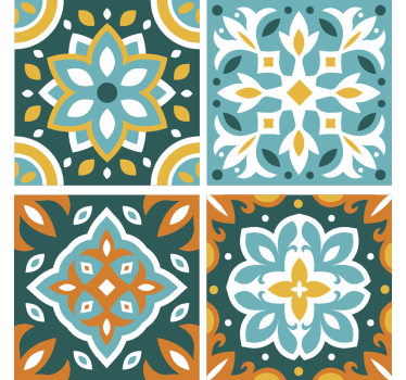 Colourful Tile Design Ornament Coaster - TenStickers
