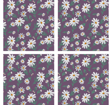 Daisy floral coaster with purple background - TenStickers
