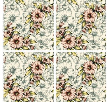 Floral pattern art coasters - TenStickers