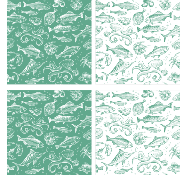 Seafood pattern artwork coasters - TenStickers