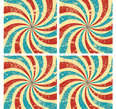 Vintage coasters swirling red blue design - TenStickers