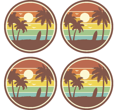 Retro surf beach landscape vintage coasters - TenStickers