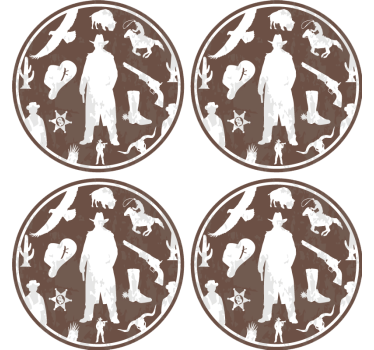 Vintage coasters western cowboy style - TenStickers