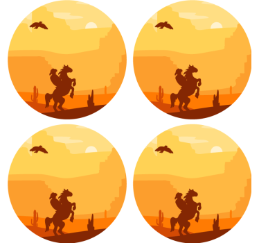 Vintage coasters sunset desert landscape - TenStickers