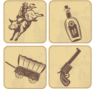 Vintage coasters rodeo cowboy vintage art - TenStickers