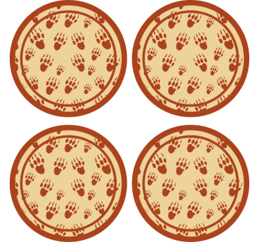 Vintage coasters brown paw print circle - TenStickers