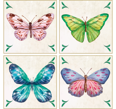 butterflies tiles butterfly coaster set - TenStickers